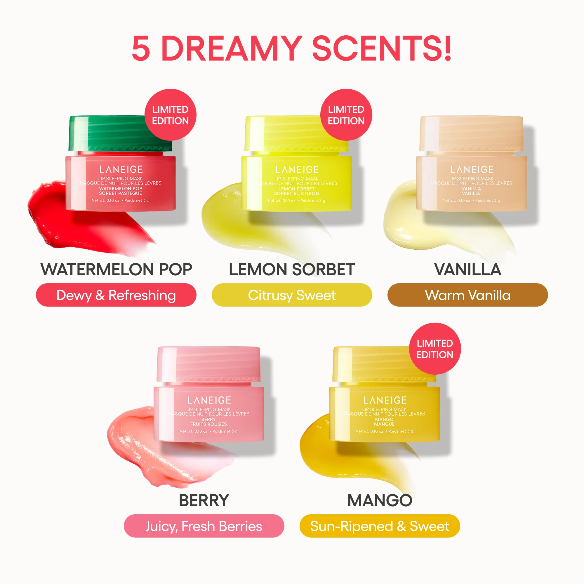 Midnight Minis Hydrating Lip Sleeping Mask Treatment 5 pc. Gift Set - Image 3